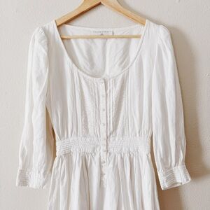 70s VINTAGE COTTON AND LINEN BLEND PRAIRIE DRESS